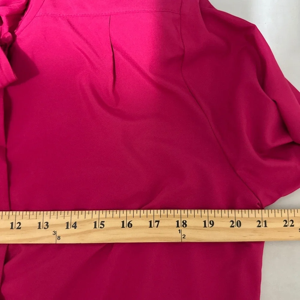 Vintage Fuchsia Secretary‎ Blouse High Neck Ruffle Button Detail Size 6 Romantic
